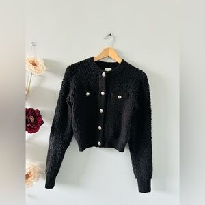 H&M | Teddy Bouclé Button-Front Sweater